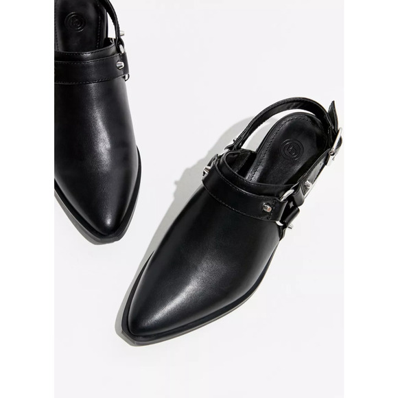Urban Outfitters Willa Harness Mule Black Leather Studded Sling Women's Size 8M - Picture 3 of 13